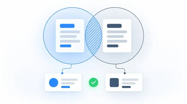 Overlapping page cards contrast with two separate pages serving distinct purposes